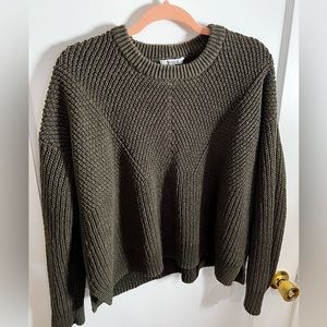 Madewell Green Heavy Knit Crew Neck Sweater - size L